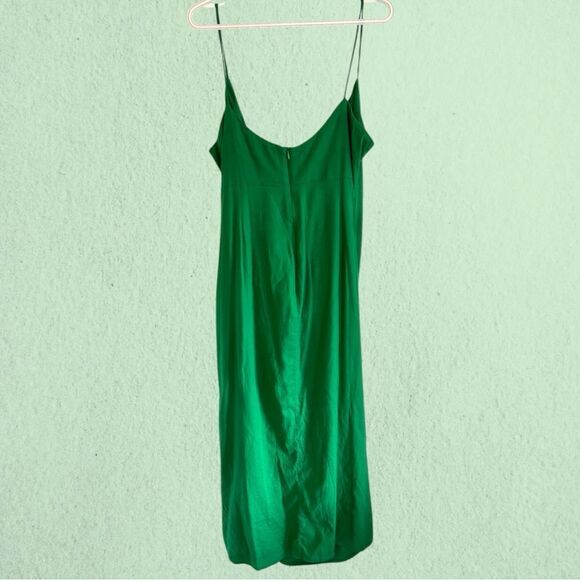 Zara linen blend ruched midi dress Kelly green - Picture 5 of 13